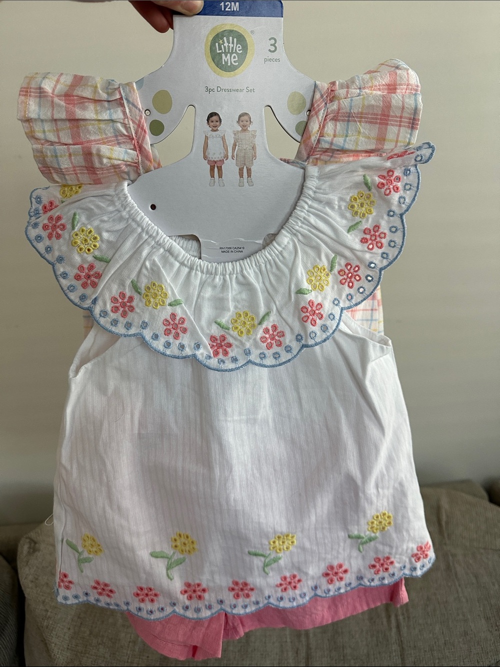 NWT Little Me 3-pc Baby Dress Set Size 12M 100% cotton